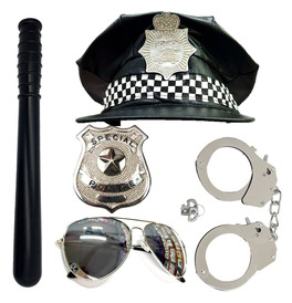 UK Police Officer Checkered Cosplay Accessories Bundle