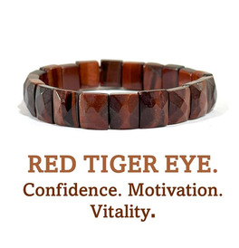 Cut Crystal Stone Bracelet - Red Tiger Eye