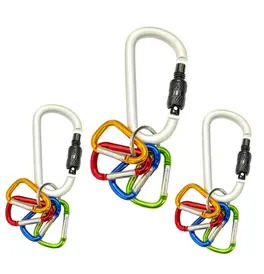 3x Screw Lock Carabiners + 15x Mini D Shape Carabiners