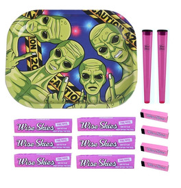 Pink Caution Alien Rolling Tray Set