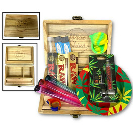 Medium Wooden Smoking Box Set 