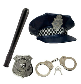 Police Hat & Handcuffs & Badge & Truncheon 
