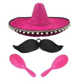Pink Mexican Sombrero Set