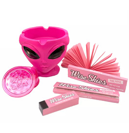 Pink Alien Head Ashtray Set