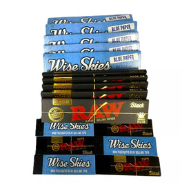 Wise Skies Blue Rolling Papers & Raw Black Rolling Papers Set