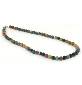 8mm Beaded Crystal Stone Necklace - Ocean Agate