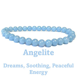 6mm Beaded Crystal Stone Bracelet - Angelite