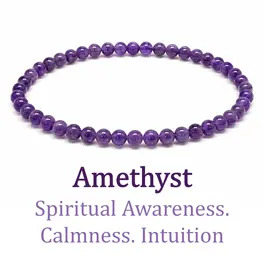 4mm Beaded Crystal Stone Bracelet - Amethyst