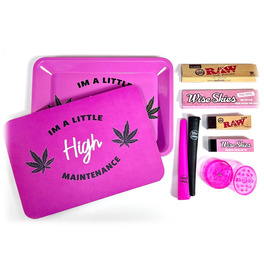 Pink High Maintenance Small Rolling Tray Cover Set