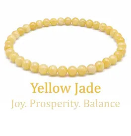 6mm Beaded Crystal Stone Bracelet - Yellow Jade