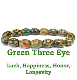 Beaded 3 Eye Crystal Stone Bracelet - Green
