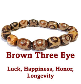 Beaded 3 Eye Crystal Stone Bracelet - Brown