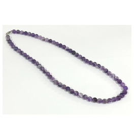 8mm Beaded Crystal Stone Necklace - Amethyst