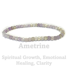 4mm Cube Cut Crystal Stone Bracelet - Ametrine