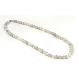 8mm Beaded Crystal Stone Necklace - White Crazy Lace Agate