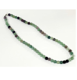 8mm Beaded Crystal Stone Necklace - Fluroite