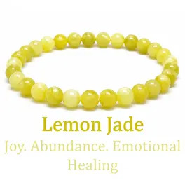 6mm Beaded Crystal Stone Bracelet - Lemon Jade