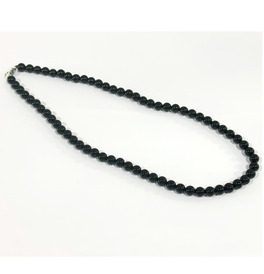 8mm Beaded Crystal Stone Necklace - Black Agate