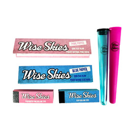 Wise Skies Blue/Pink Rolling Paper & Doob Tube Set