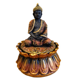 Copper & Black Buddha Sitting on Lotus Box