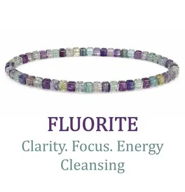 4mm Cube Cut Crystal Stone Bracelet - Fluorite