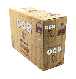 OCB Rice King Size Slim Rolling Paper & Tips (Box of 32)