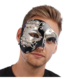 Venetian Half Face Mask, Black