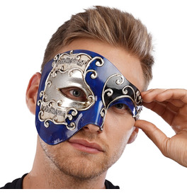 Venetian Half Face Mask, Blue