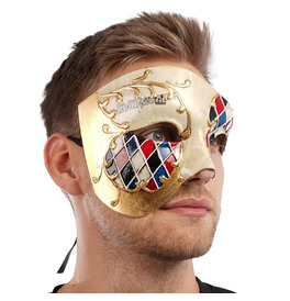 Venetian Half Face Mask, Beige