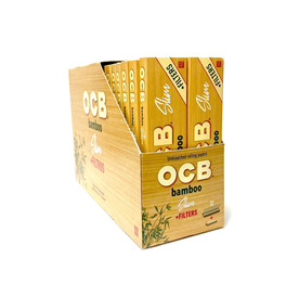 OCB Bamboo King Size Slim Rolling Paper With Roach (Box Of 32)