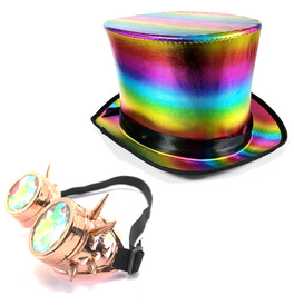 Rainbow Top Hat & Rose Gold Goggles