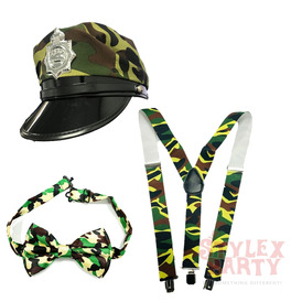 Army Hat, Bow tie & Suspenders Bundle