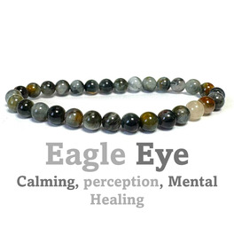6mm Beaded Crystal Stone Bracelet - Eagle Eye