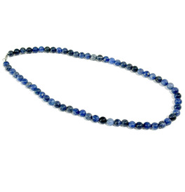 8mm Beaded Crystal Stone Necklace - Sodalite