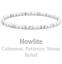 4mm Cube Cut Crystal Stone Bracelet - Howlite