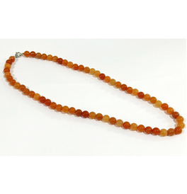 8mm Beaded Crystal Stone Necklace - Red Aventurine