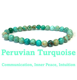 6mm Beaded Crystal Stone Bracelet - Peruvian Turquoise