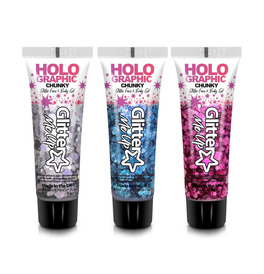 Pack of 3 PaintGlow Holographic Glitter Gel