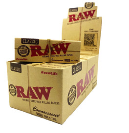 Raw Classic Single Wide Connoisseur Rolling Paper (Pack of 24)