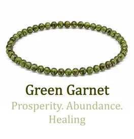 4mm Beaded Crystal Stone Bracelet - Green Garnet