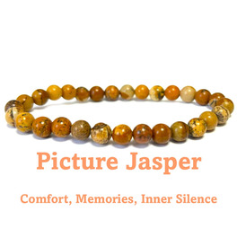 6mm Beaded Crystal Stone Bracelet - Picture Jasper