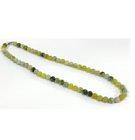 8mm Beaded Crystal Stone Necklace - Flowery Jade