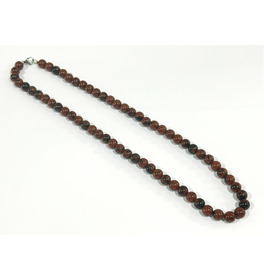 8mm Beaded Crystal Stone Necklace - Mahogany Obsidian