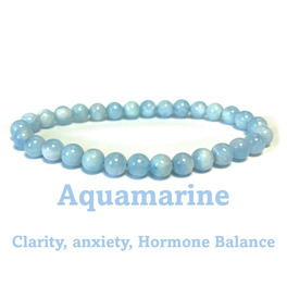 6mm Beaded Crystal Stone Bracelet - Aquamarine
