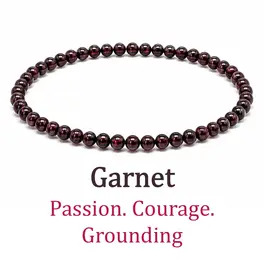 4mm Beaded Crystal Stone Bracelet - Garnet