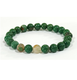 8mm Beaded Crystal Stone Bracelet - African Green Jade