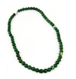 8mm Beaded Crystal Stone Necklace - African Green Jade