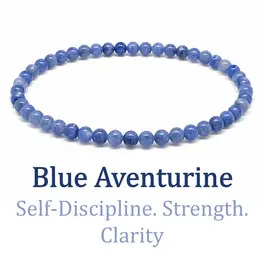 4mm Beaded Crystal Stone Bracelet - Blue Aventurine