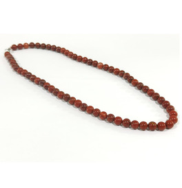 8mm Beaded Crystal Stone Necklace - Red Jasper