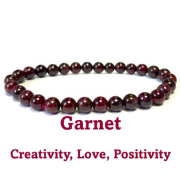6mm Beaded Crystal Stone Bracelet - Garnet